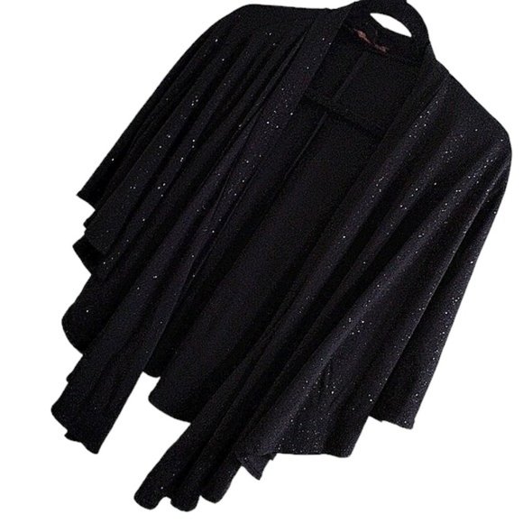 Sparkle Shrug Signature by Robbie Bee BLACK Coverup Fancy Sparkles Cape Jacket - Picture 7 of 13